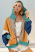 'Kaida' Colour Block Zip Through Hoodie - Celes Fashion